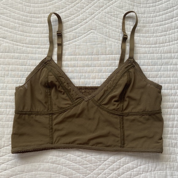 Free People Longline Bralette Lace Bustier Dark Olive Small - Picture 6 of 16